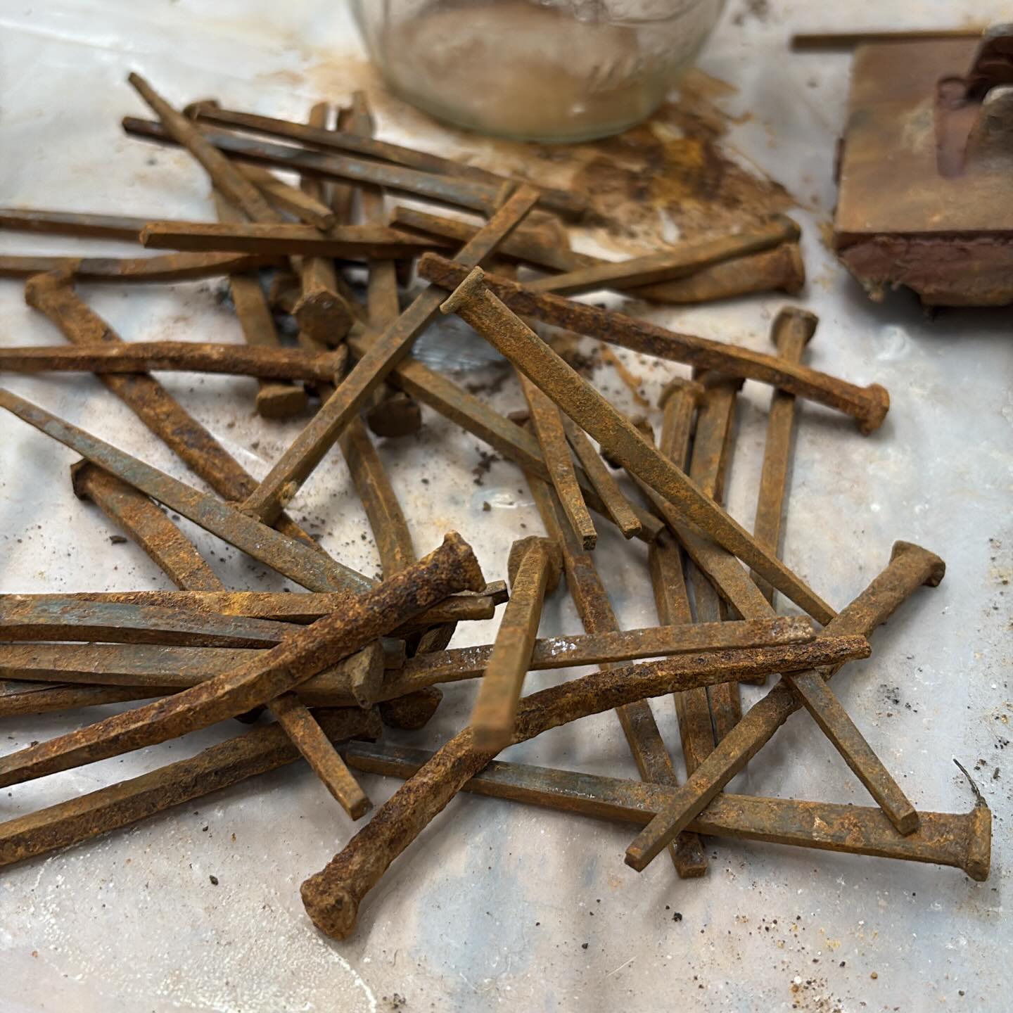 Rustic nails, materials by Sarah Hughes, 2026