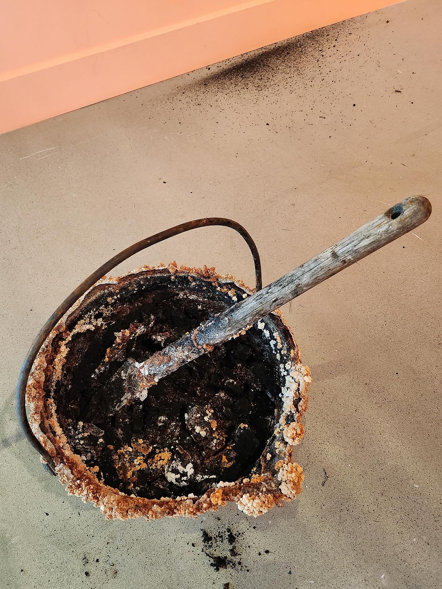 Iron vat at exhibition by Sarah Hughes, 2026